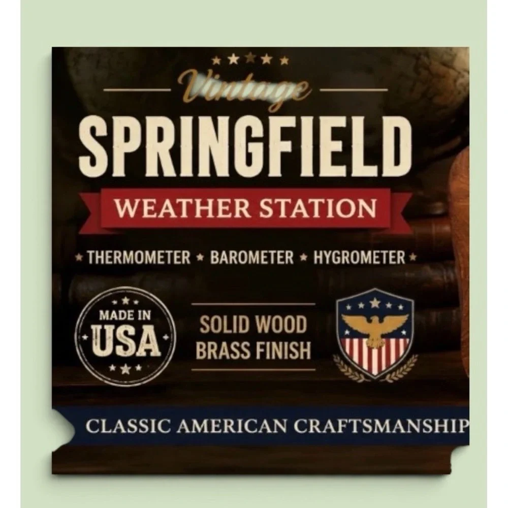 Vintage Springfield USA Eagle Weather Station Thermometer Barometer Hygrometer